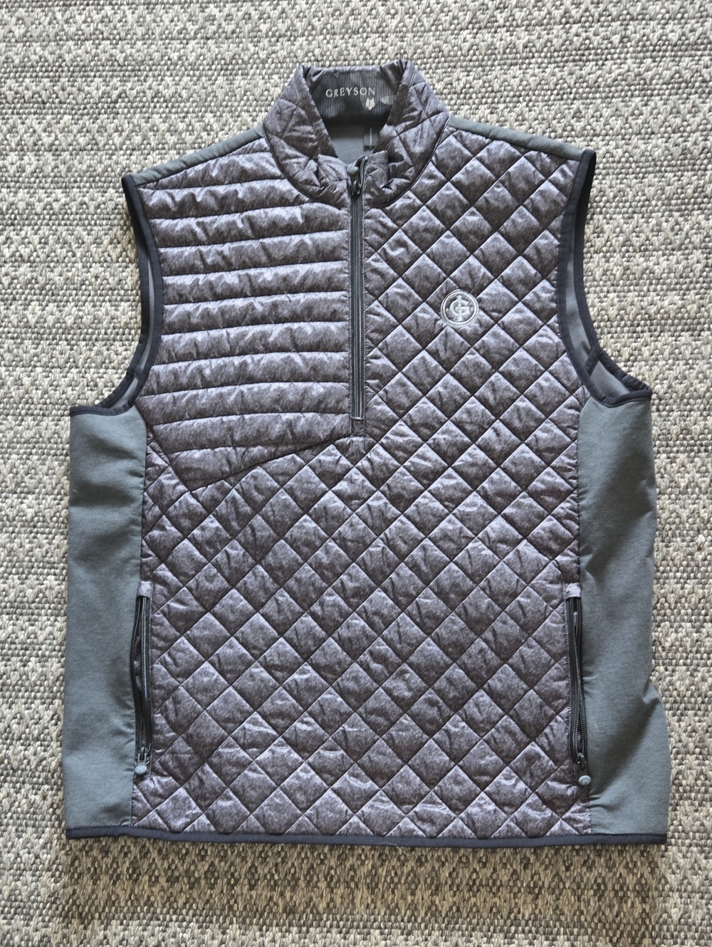 Greyson Quilted Men's Vest in Grey with Charcoal Accents